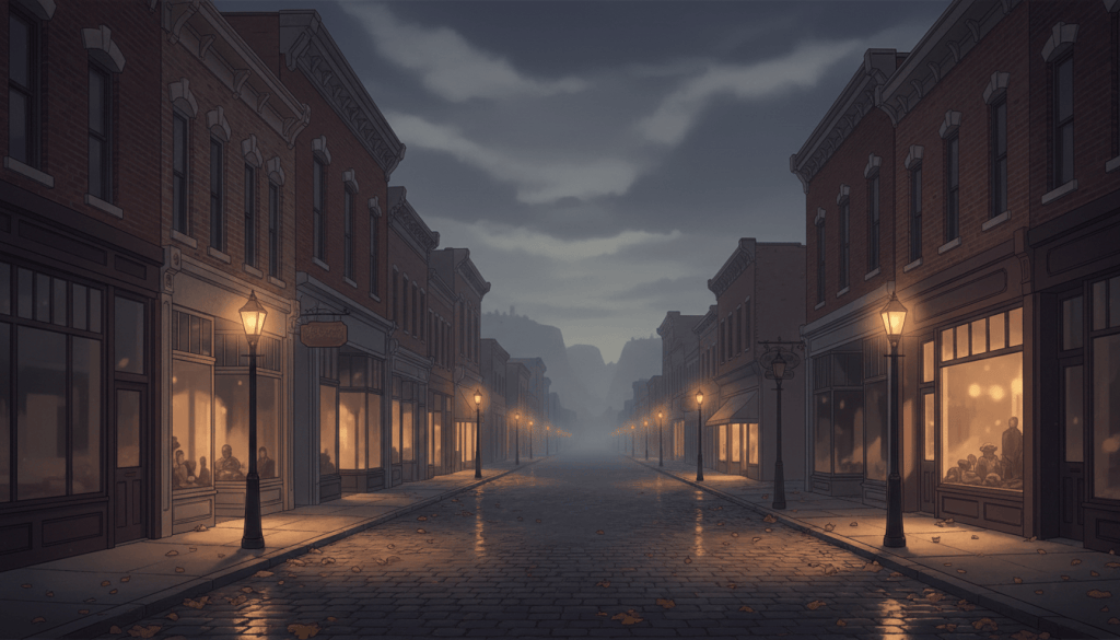 Atmospheric vintage-style artwork inspired by the haunted history of Alton, Illinois.