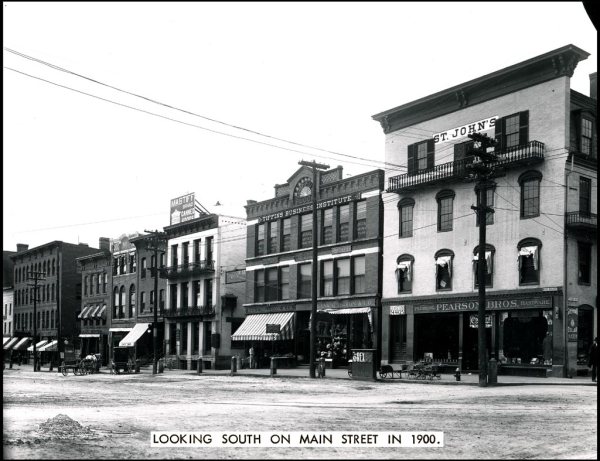 Historic Main Street in Keene, New Hampshire, around 1900.